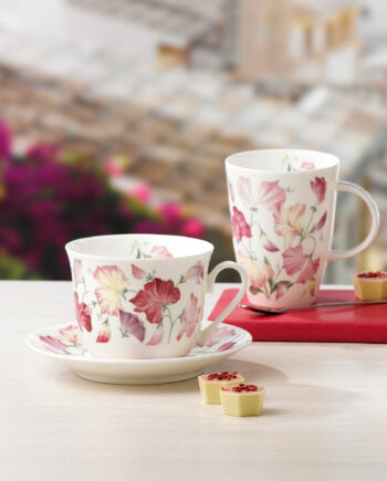 Set de taza y plato para desayuno "Sweet Pea"