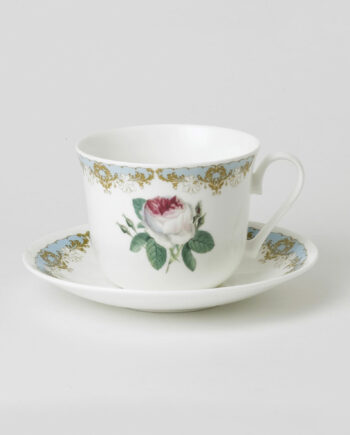 Set de taza y plato para desayuno "Vintage Rose"