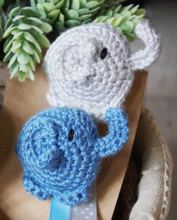 Chupeteros de crochet de elefantes