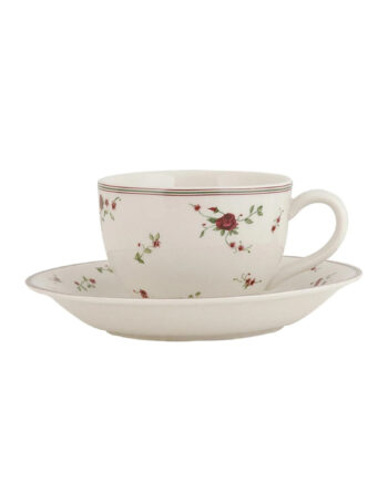 Taza y plato de té Petite Roses
