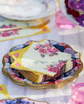 Servilletas vintage de flores y amarillos